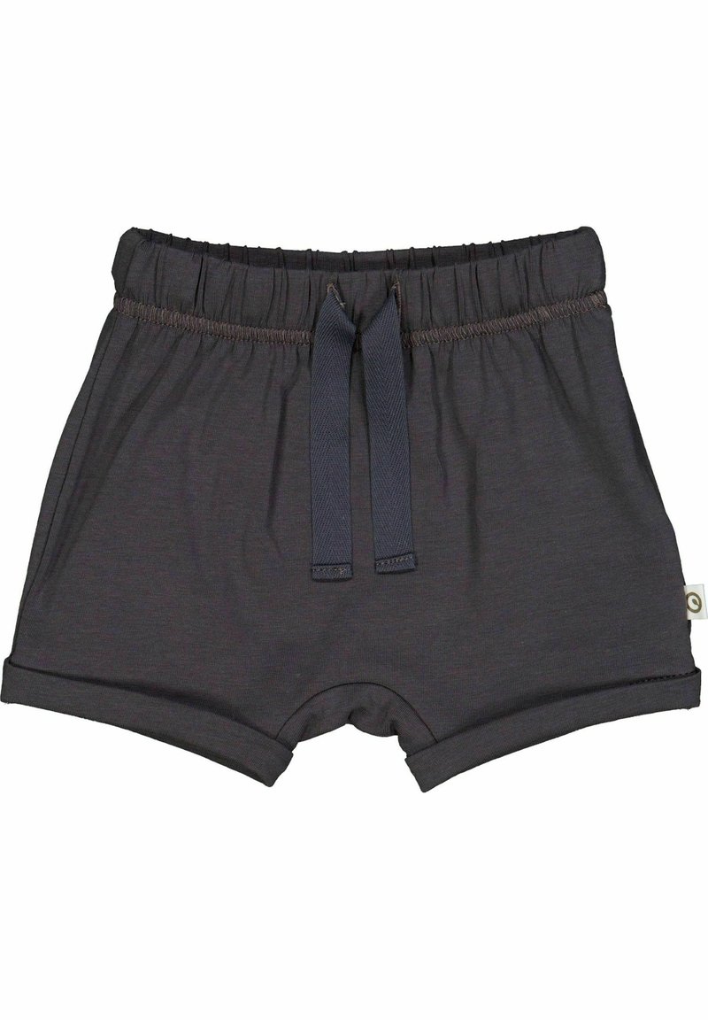 Tmavě šedé šortky z měkké tkaniny s elastickým pasem a šňůrkou na stažení. Krajkové nohavice mají hladký finish. Součástí je malá logo visačka.