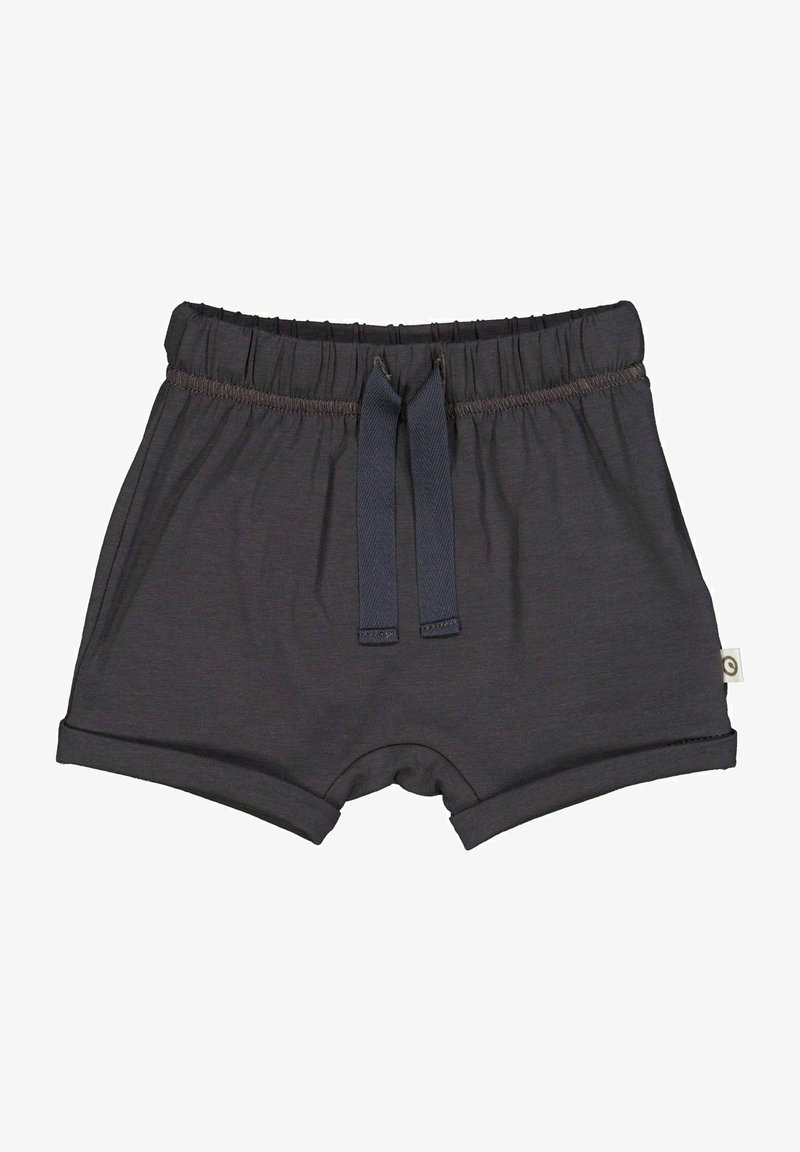 Tmavě šedé šortky z měkké tkaniny s elastickým pasem a šňůrkou na stažení. Krajkové nohavice mají hladký finish. Součástí je malá logo visačka.