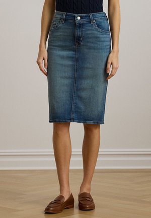 Lauren Ralph Lauren DENIM SKIRT - Ceruzaszoknya - sunset indigo wash