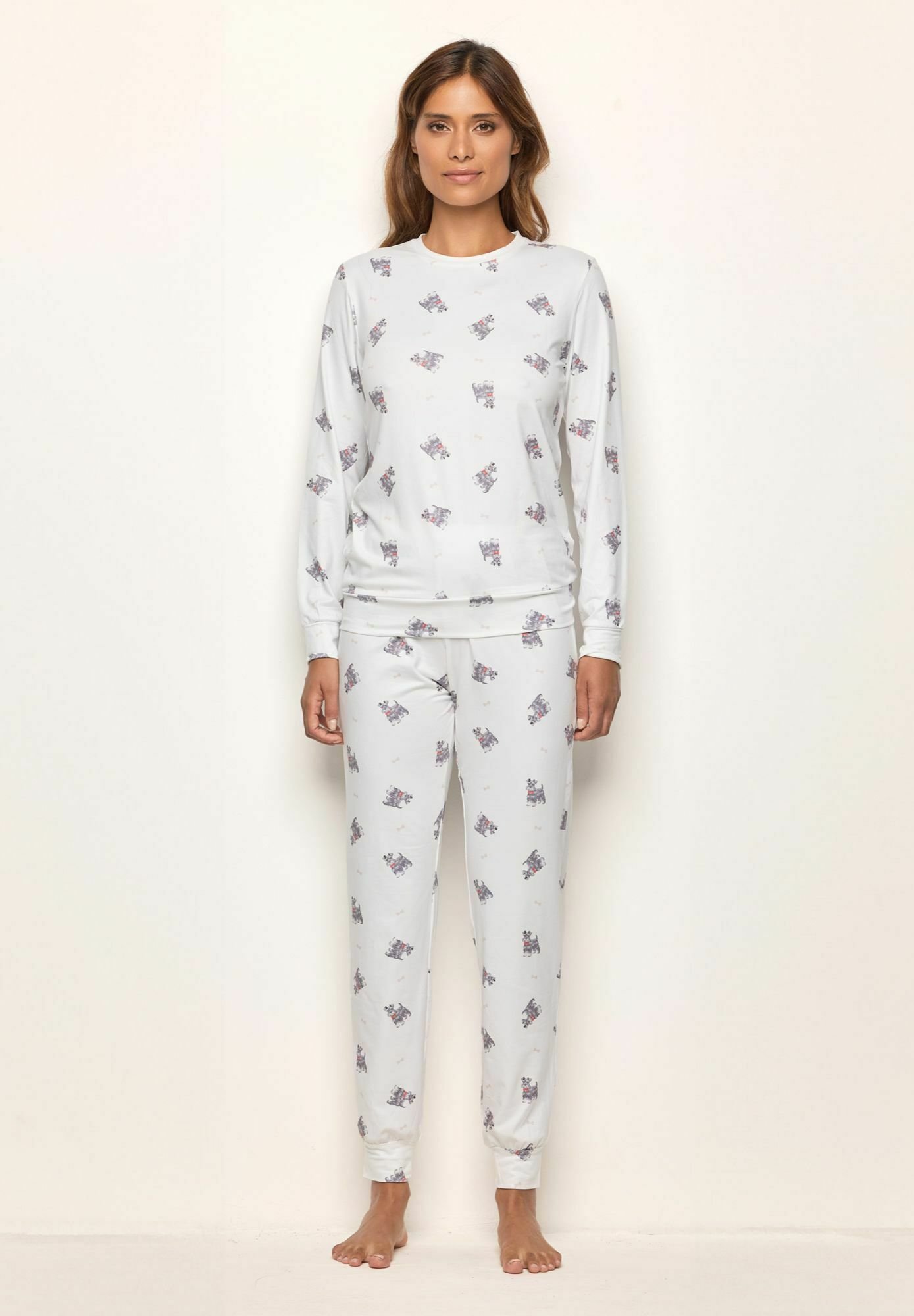 The White Company Set Pigiama Donna In Jersey Diamond-Dot – Avorio, Taglia L, Canotta E Pantaloni Lunghi
