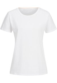 Witte katoenen T-shirt met een ronde halslijn en korte mouwen. Heeft een gladde textuur en een slim fit ontwerp, geschikt voor casual kleding.