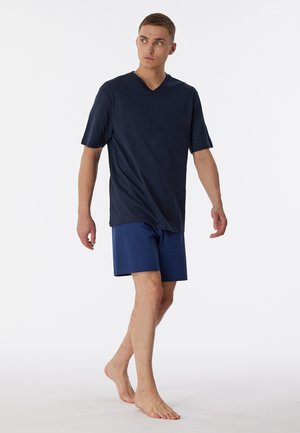 Schiesser Giacca Pigiama Uomo Con Cappuccio - Mix&Relax, Felpa Morida Blu Navy Con Tasche E Dettagli In Similpelle