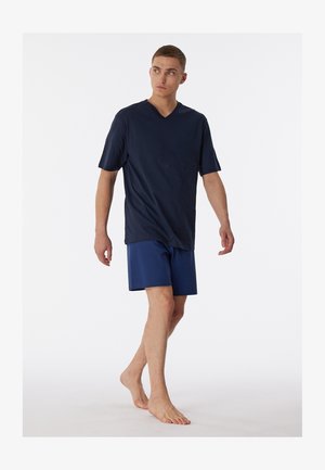 Schiesser Giacca Pigiama Uomo Con Cappuccio - Mix&Relax, Felpa Morida Blu Navy Con Tasche E Dettagli In Similpelle