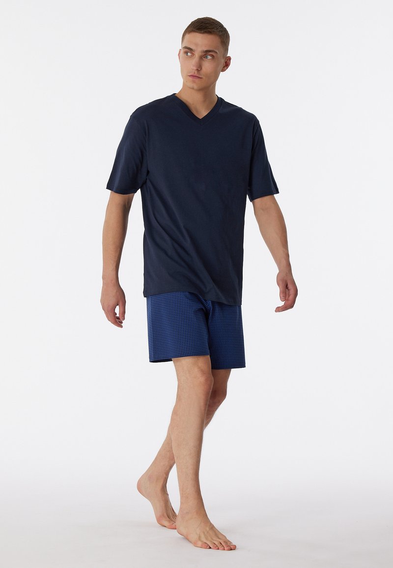 Schiesser Giacca Pigiama Uomo Con Cappuccio - Mix&Relax, Felpa Morida Blu Navy Con Tasche E Dettagli In Similpelle