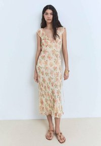 Mango - FLORAL MIDI WITH BOW - Day dress - ecru Thumbnail Image 1