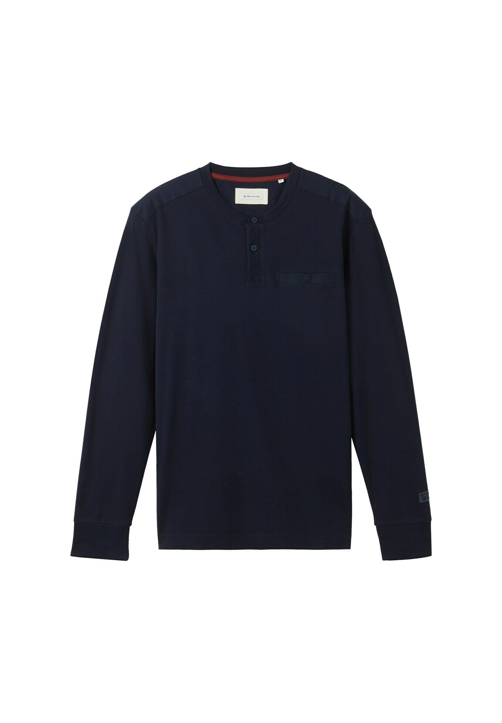 TOM TAILOR Denim Herren Langarmshirt – Basic-Fit, Mit Feiner Struktur, Aus Baumwollmix