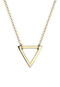 Collana con pendente triangolare in tono oro, dal design elegante, appesa a una catena a maglie, con una finitura lucida e contrassegnata 925.