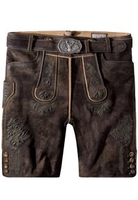 BERTL - Pantalón de cuero - braun gespeckt