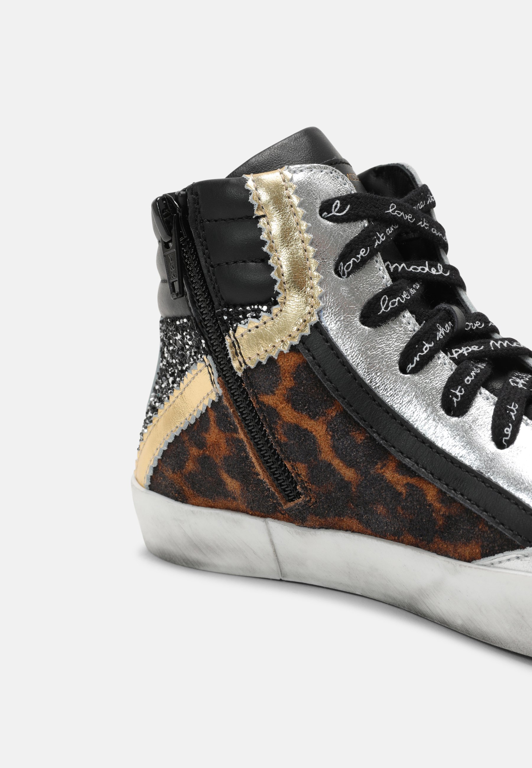 Philippe Model Sneakers hoog - black/brown/Zwart - Zalando.nl