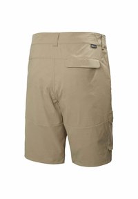 Beige cargoshorts van lichtgewicht stof, met zijzakken, een achterzak, een platte tailleband en stikseldetails.