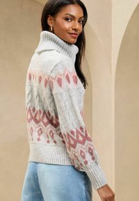 Lipsy REGULAR FIT - FAIRISLE CABLE COWL NECK  - Vesta - grey