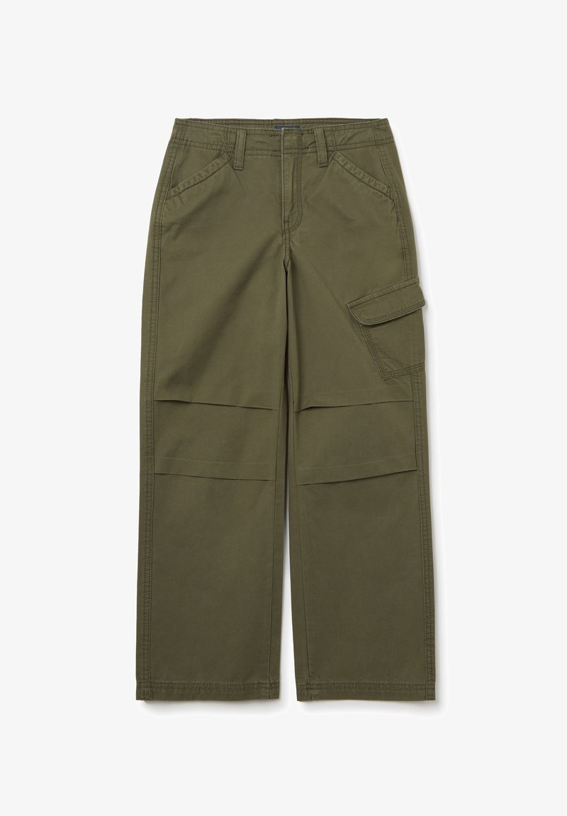 Olijf groene cargobroek van katoen; heeft meerdere zakken, een rechte pasvorm en gestikte details. Duurzaam en praktisch.
