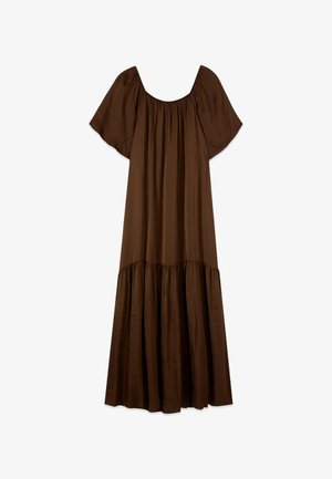 Oltre, VESTITO LUNGO OFF SHOULDERS - Maxi-jurk - marrone