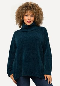 Ulla Popken CHENILLE STEHKRAGEN LANGARM - Maglione - pétrol