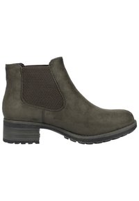 Tummanvihreä samettinen nilkkuri, jossa on sivupanelit verkkokangasta, pyöreä kärki ja matala lohkoheitto. Kestävä pohja, jossa on tekstuuriote.