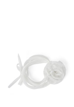 CON FIORE E STRASS - Collana - bianco ottico