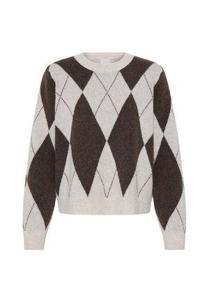 ICHI, IHFENSTER LONG SLEEVE - Trui - oatmeal coffee bean harlequin