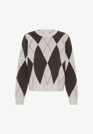 ICHI, IHFENSTER LONG SLEEVE - Trui - oatmeal coffee bean harlequin