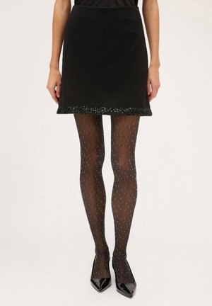 CORTA CON BORDO IN PAILLETTES - Gonna a campana - nero