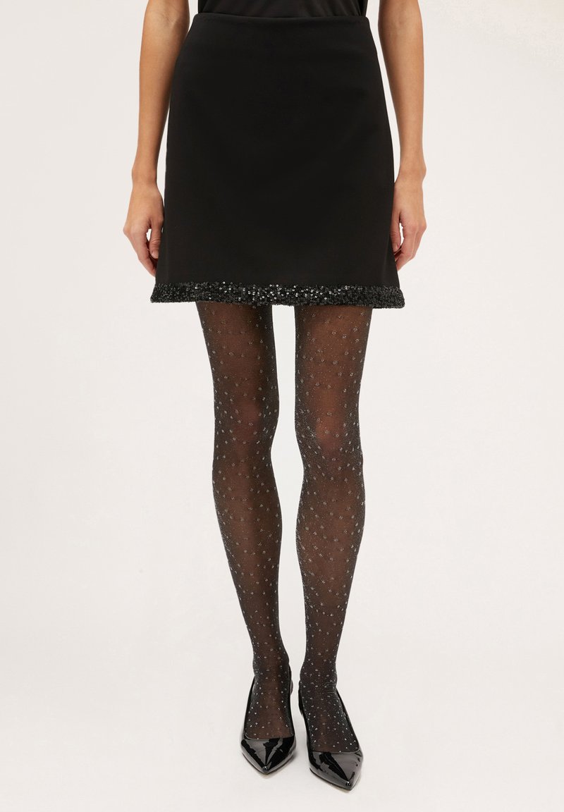 Motivi CORTA CON BORDO IN PAILLETTES - Gonna a campana - nero