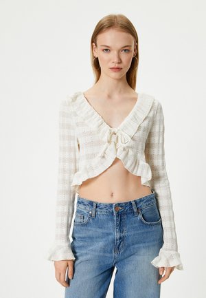 AJOURE CROP - Bluse - beige