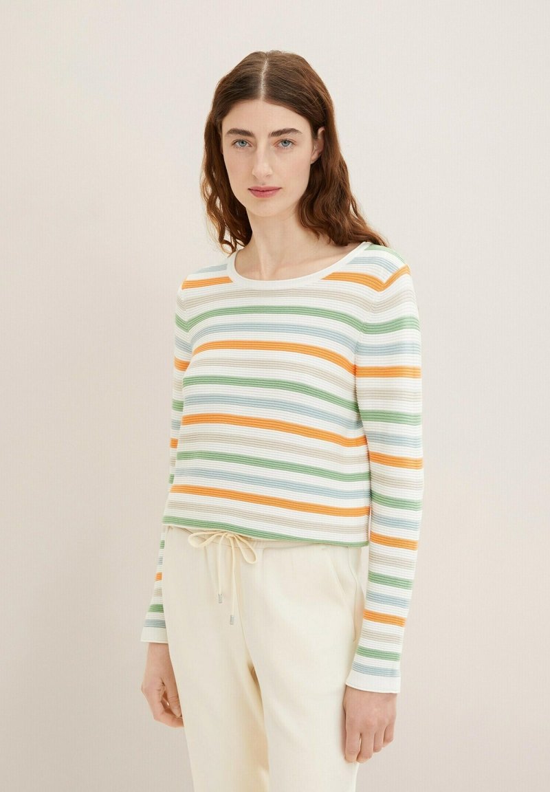 TOM TAILOR NEW OTTOMAN - Jersey de punto - orange green multicolor stripe