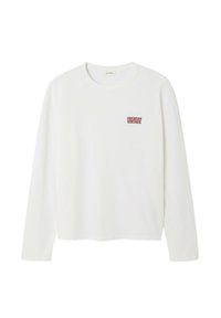 Bijela majica dugih rukava od pamuka, s malim crvenim printom "AMERICAN VINTAGE" na lijevoj strani prsnog koša. Izrađena u crew neck dizajnu, opuštenog kroja.