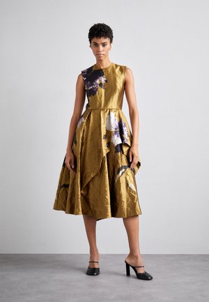 Erdem, SLEEVELESS ASYMMETRICAL TIERED DRESS - Rochie cocktail/Rochie petrecere - gold