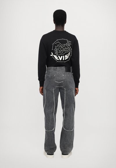 Evisu WORK PANT WITH DISTRESSED BACK DAICOCK SHAPE - Brīva piegriezuma džinsi - grey