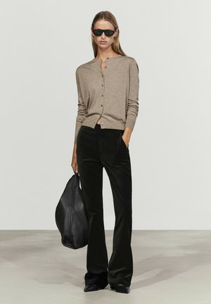 Massimo Dutti, VELVET SKINNY FLARE FIT PANTS - Trousers - black