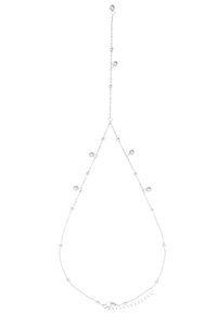 Collana in argento con perline rotonde distribuite uniformemente, design a maglia delicata e un gancio a scatto con catena di estensione per lunghezza regolabile.