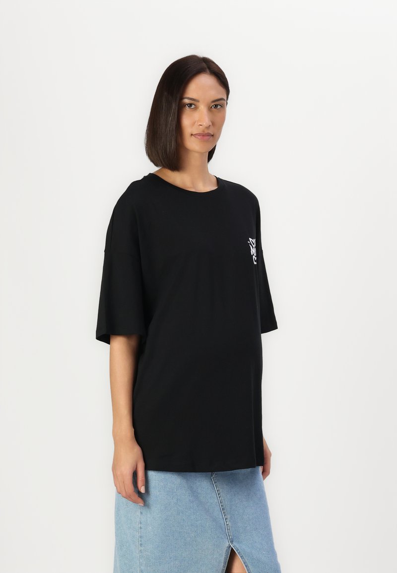 ONLY MATERNITY OLMPOP JOYFULL O NECK TEE - Marškinėliai su spaudiniu - black