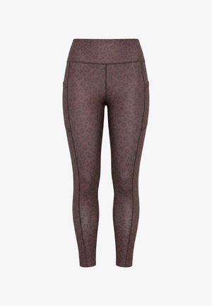 Studio Untold, LEOPARD PRINT HIGH-WAISTED SPORT LEGGINGS - Leggings - chocolate