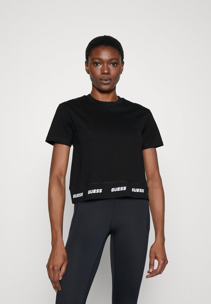 GUESS Couture Crop Tee: Maglia In Velluto Riciclato Con Logo A Strass