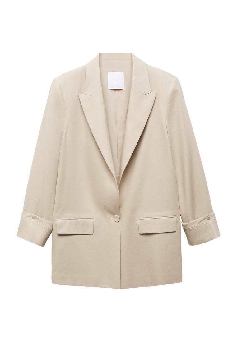 Mango Halflange jas zandkleur