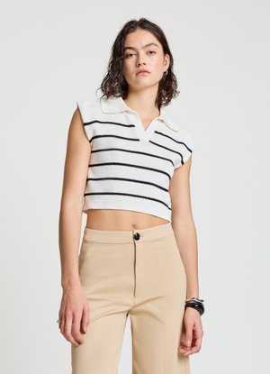 Calliope A RIGHE CON COLLETTO POLO - Maglione - var bianco lana