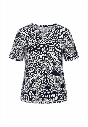 Ulla Popken, T-SHIRT, MUSCHELN, OVERSIZED, TUNIKA-AUSSCHNITT, HALBARM - Printtipaita - marine