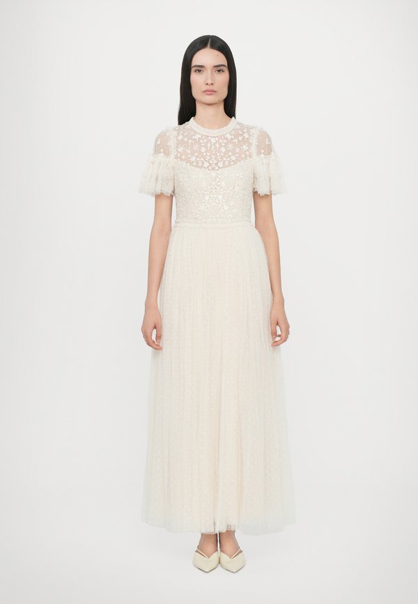 FLOWERBED BODICE ROUND NECK ANKLE GOWN - Occasion wear - cream