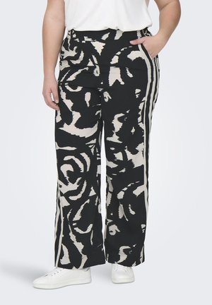 LIFE WIDE  - Trousers - black aop:abstract graphic