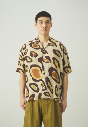 OVERSIZE FIT BOWLING SHIRT PRINTED GRAPHIC UNISEX - Button down-skjorte - beige