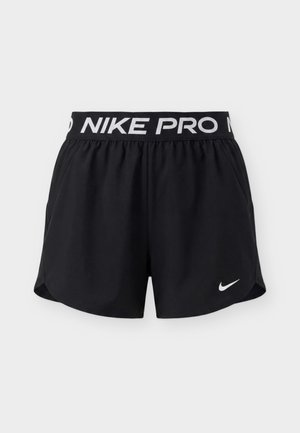 Μαύρο αθλητικό σορτς Nike Pro με ελαστική μέση, λευκή επιγραφή "NIKE PRO" και μικρό λευκό λογότυπο Nike στην αριστερή ραφή.