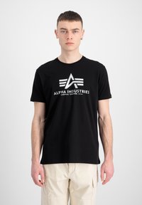 Alpha Industries Marškinėliai su spaudiniu - black   silver