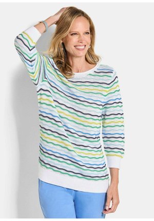 MIT WELLENMUSTER - Strickpullover - blue/green patterned
