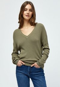 Desires DEGEISHA RIB V-PULLOVER - Maglione - mermaid green