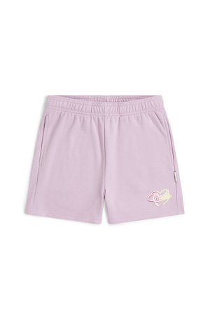 Lila elastische shorts met zijzakken en klein geborduurd "O'Neill" logo vlak bij de onderzoom op het linkerbeen.