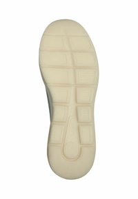 Suola di scarpa in gomma, color crema con motivo di presa testurizzato. Presenta scanalature orizzontali e accenti rialzati rotondi per una miglior trazione.