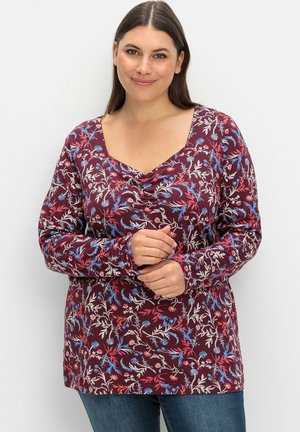 Sheego, Long sleeved top - weinrot gemustert
