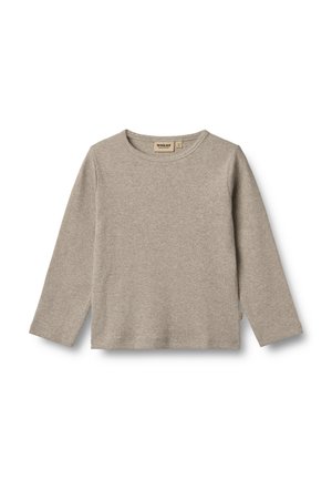 Wheat, T-SHIRT L/S MILO - Long sleeved top - gravel melange