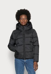 TOM TAILOR DENIM SHORT PUFFER WITH HOOD - Casaco de inverno - deep black