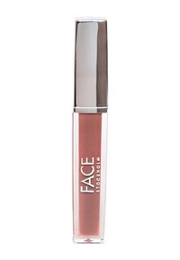 Flüssiger Lippenstift in einem transparenten Röhrchen mit einer silbernen Kappe. Der Farbton ist ein gedämpftes Pink mit einer glatten Textur und glänzendem Finish.